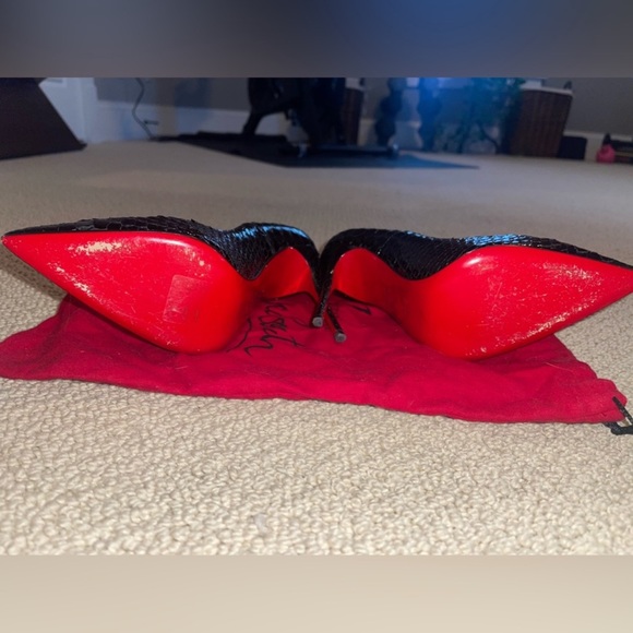 Christian Louboutin Black Shiny Croc Heels 37 - Picture 7 of 9